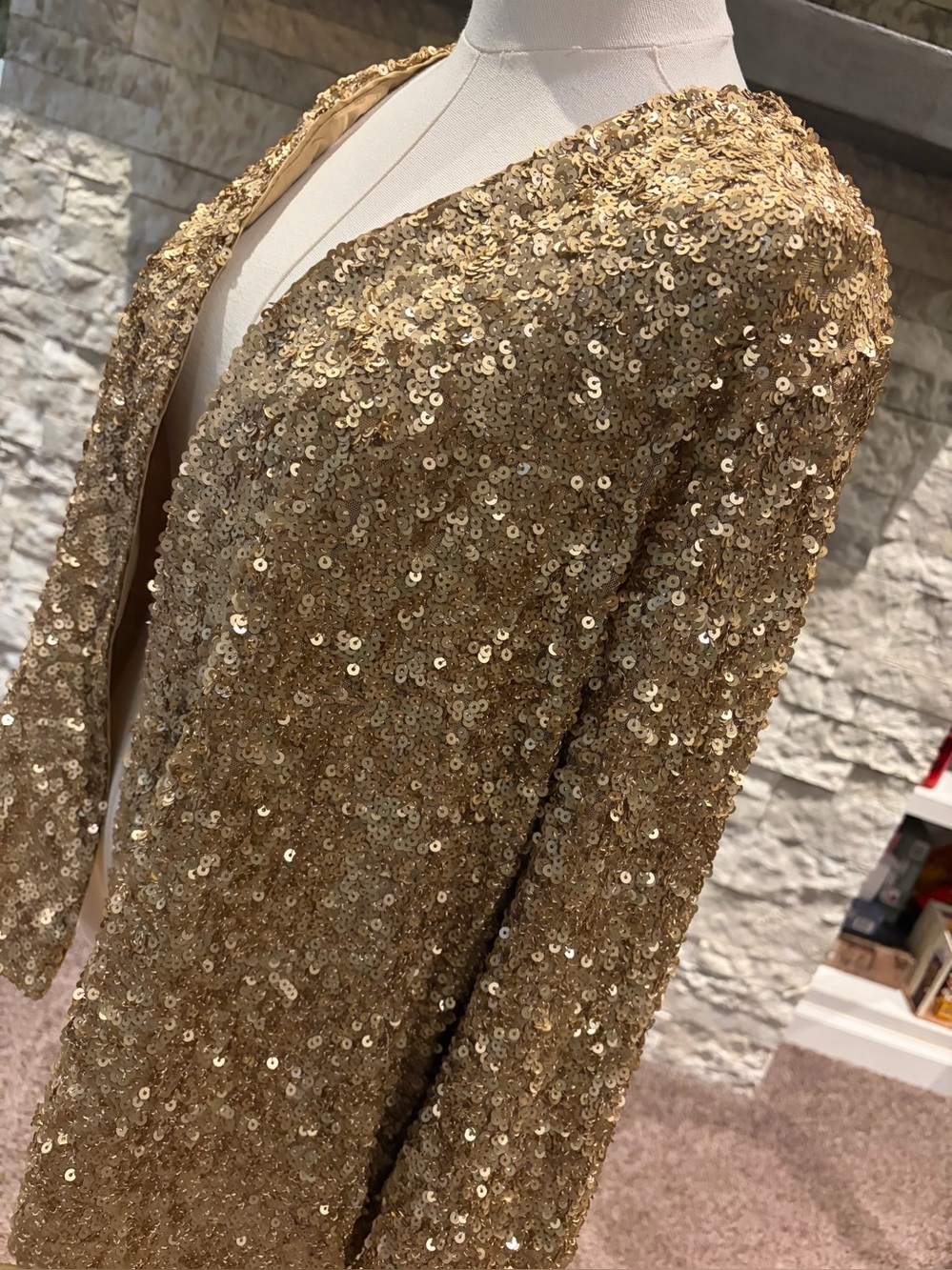 Chico's Gold Sequin Open-Front Jacket